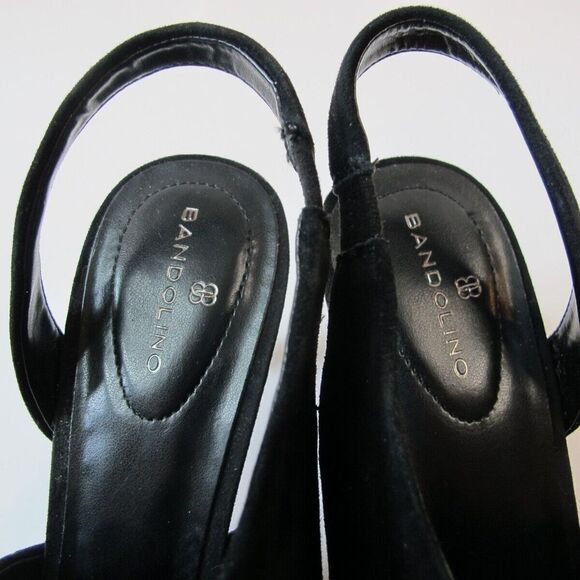 Bandolino Jasmine Black Suede Peep Toe Slingback Peep Toe Heels Women's 8.5M - Picture 4 of 9